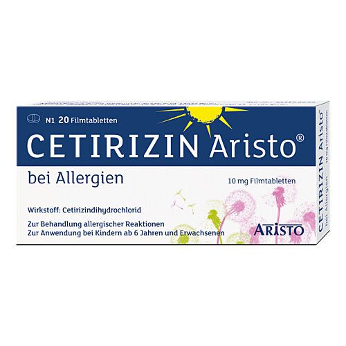 CETIRIZIN Aristo bei Allergien 10 mg Filmtabletten 20 St