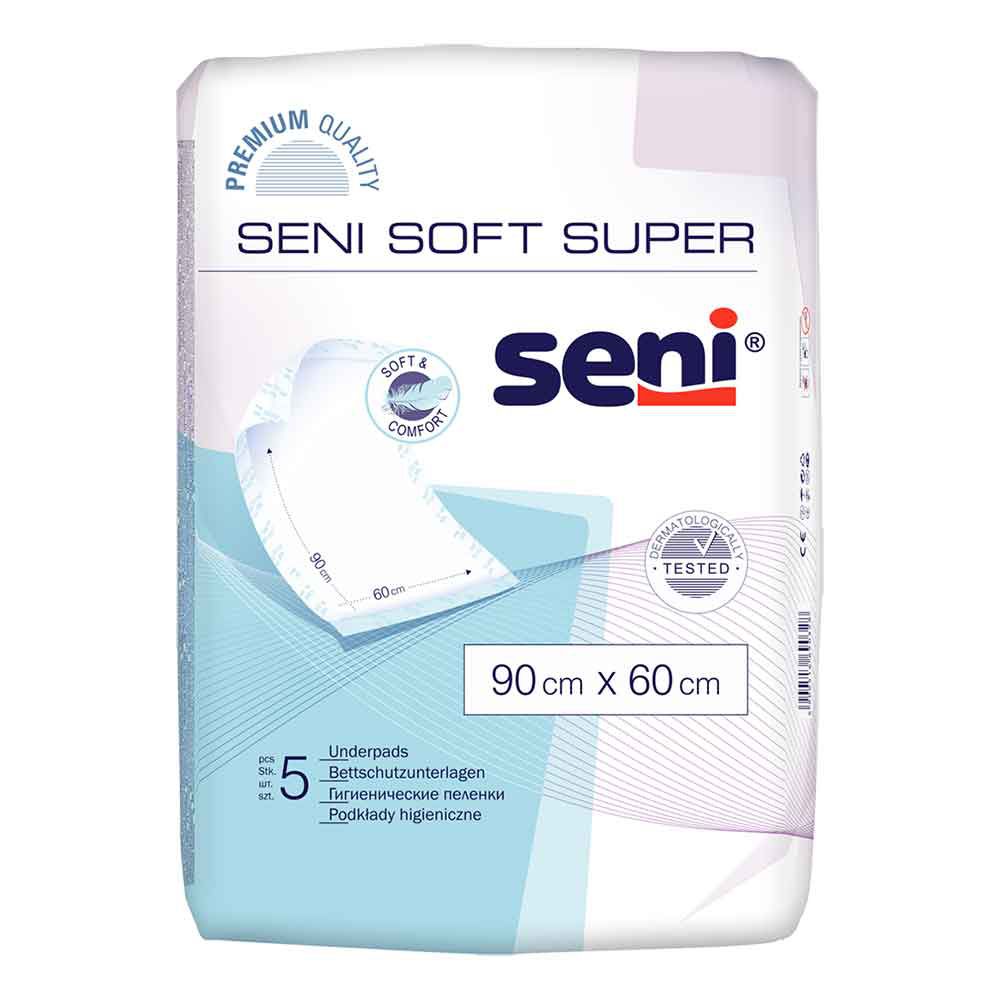 SENI Soft Super Bettschutzunterlage 90x60 cm 5 St SE-091-SU05-003