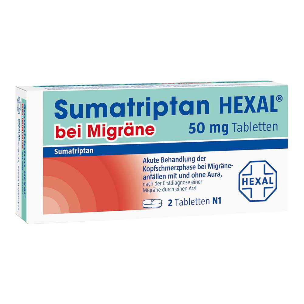 SUMATRIPTAN HEXAL bei Migräne 50 mg Tabletten 2 St